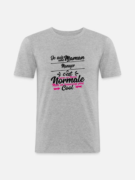 Maman Manager cadeau - T-shirt près du corps Homme - gris chiné