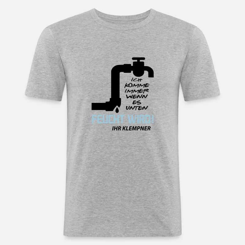 Klempner - Männer Slim Fit T-Shirt - Grau meliert