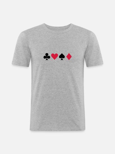 Karten - Männer Slim Fit T-Shirt - Grau meliert
