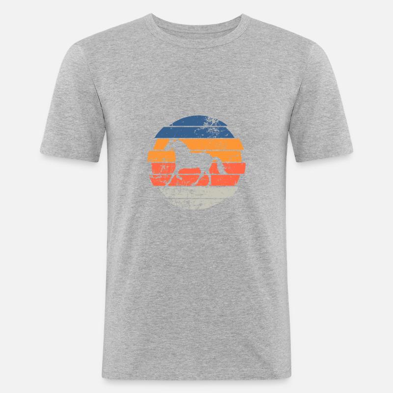 Pferd - Männer Slim Fit T-Shirt - Grau meliert