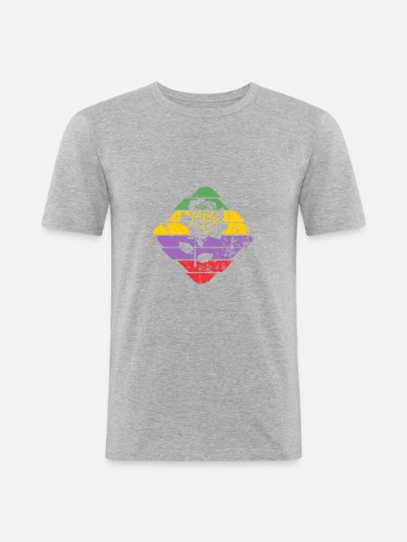 Rose - Männer Slim Fit T-Shirt - Grau meliert
