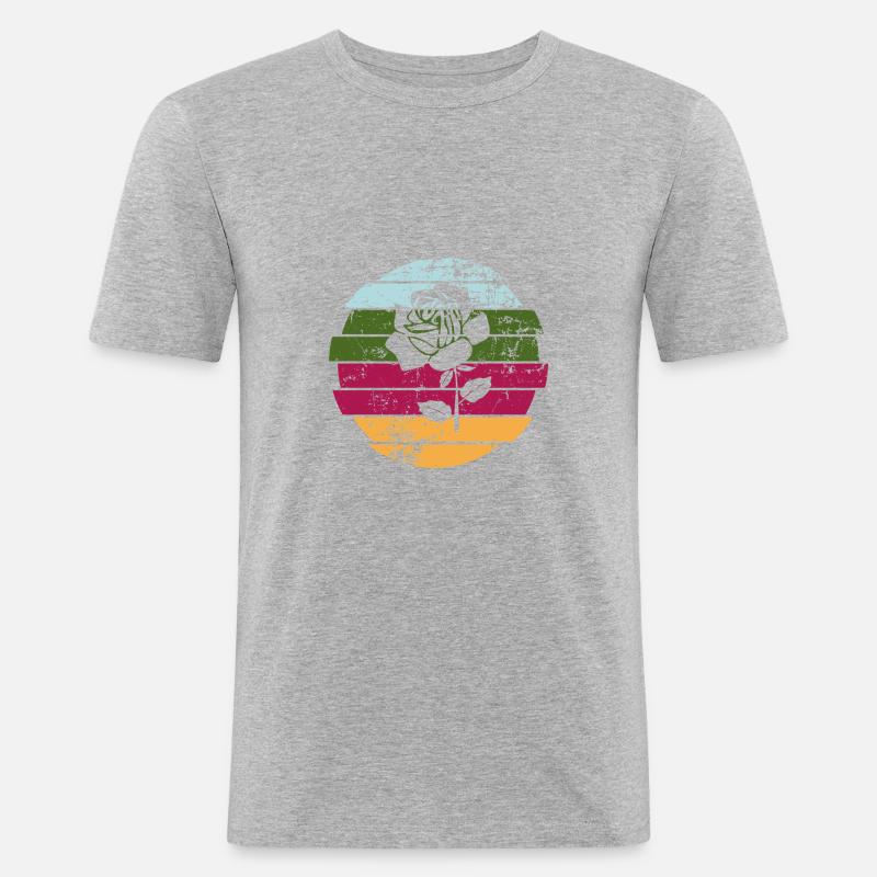 Rose - Männer Slim Fit T-Shirt - Grau meliert
