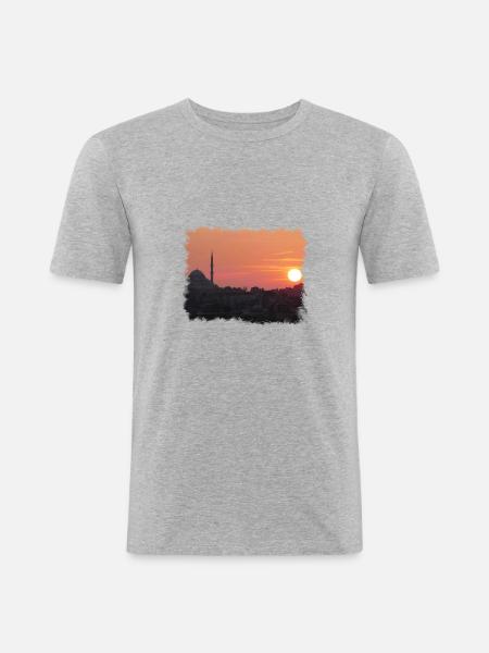 Istanbul with Bosphorus Sunset - Men's Slim Fit T-Shirt - heather grey