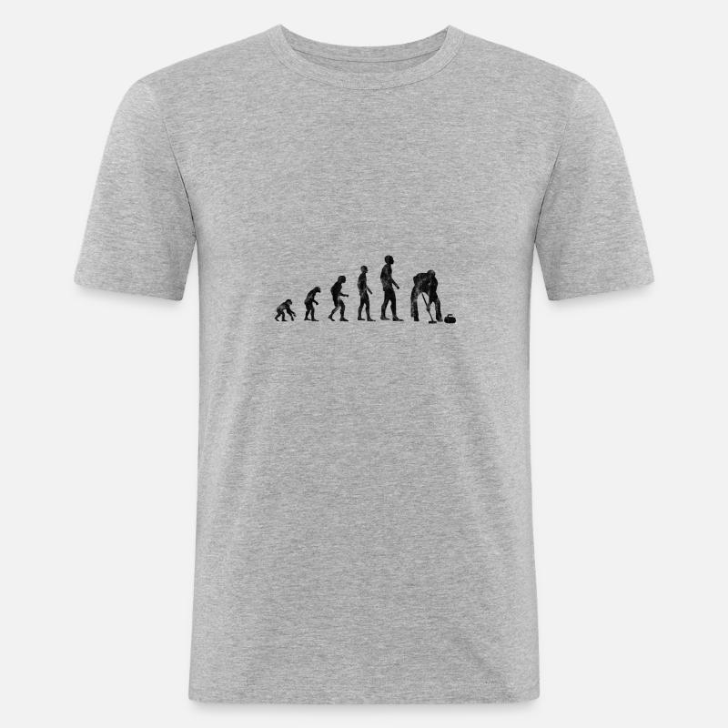 Ice Curling Curler Curling Evolution - Men's Slim Fit T-Shirt - heather grey