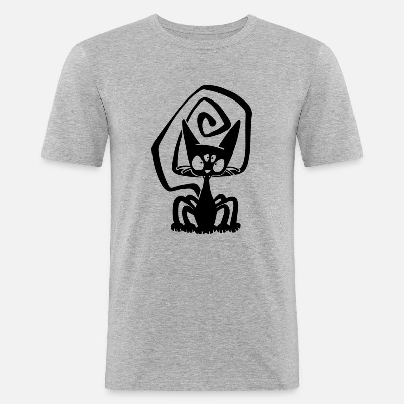Spinne Schwarze Katze - Männer Slim Fit T-Shirt - Grau meliert