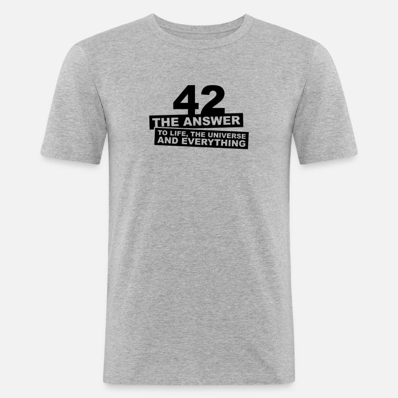 42 - The Answer - Männer Slim Fit T-Shirt - Grau meliert