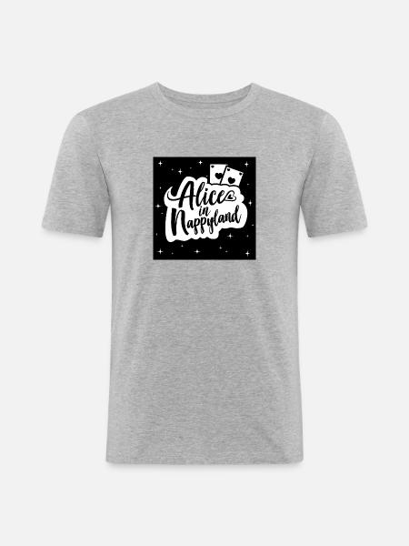 Alice i Nappyland 1 - Herre Slim Fit T-Shirt - grå meleret