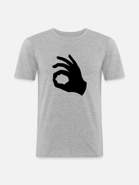 Rein Geschaut - Schwarz - Männer Slim Fit T-Shirt - Grau meliert