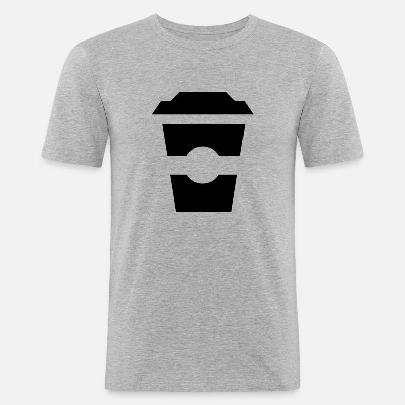 Stehender Kaffeebecher - deine Liebe zum Kaffee - Männer Slim Fit T-Shirt - Grau meliert