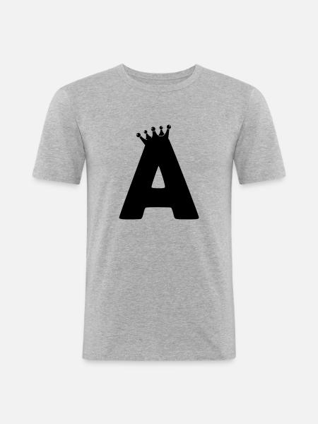 Couronne de lettre A - T-shirt près du corps Homme - gris chiné