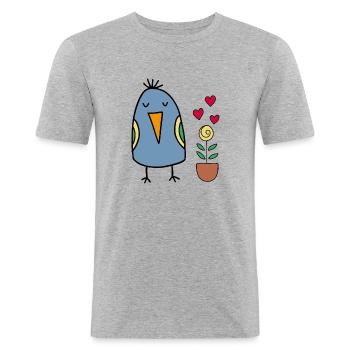 Spring - Men's Slim Fit T-Shirt - heather grey - Front - Nik (191cm)