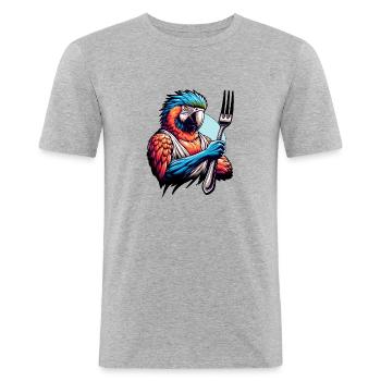 Zäher Papagei - Männer Slim Fit T-Shirt - Grau meliert - Vorne - Nik (191cm)