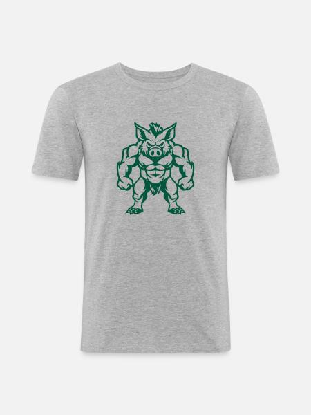Wild Boar Comic - Men's Slim Fit T-Shirt - heather grey