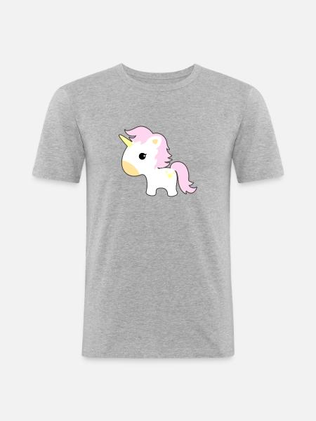 Einhorn - Männer Slim Fit T-Shirt - Grau meliert