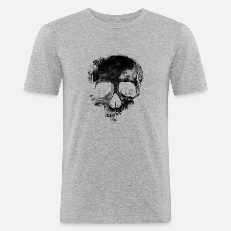Schwarzer Totenschädel - Männer Slim Fit T-Shirt - Grau meliert