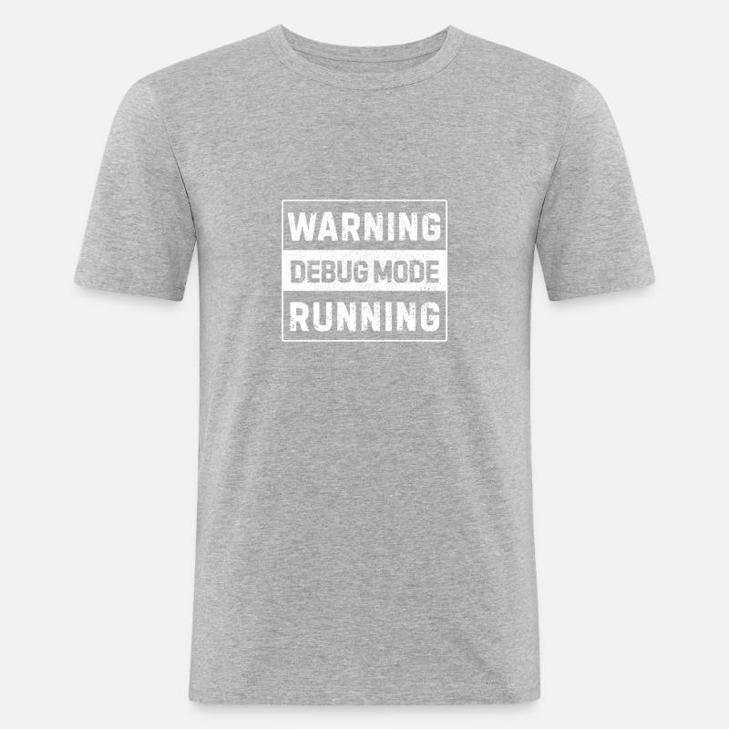 Warning – Debug Mode Running - Männer Slim Fit T-Shirt - Grau meliert