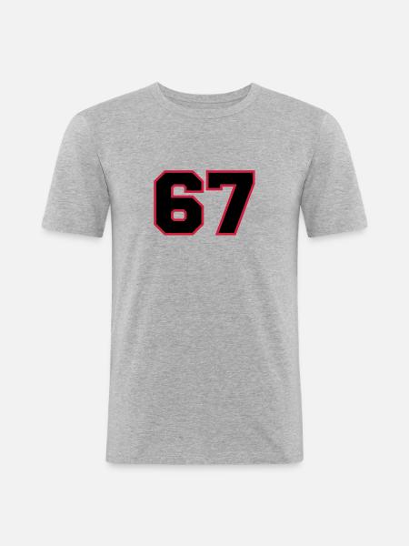 number67 - Männer Slim Fit T-Shirt - Grau meliert