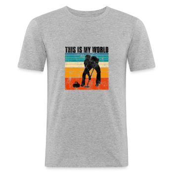 Le curling est mon monde Curler Eisstockschießen - T-shirt près du corps Homme - gris chiné - Devant - Nik (191cm)