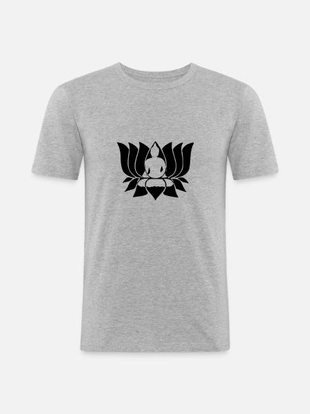 buddha lotus - Men's Slim Fit T-Shirt - heather grey