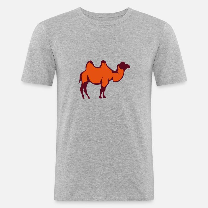 Wildtier Kamel 29 - Männer Slim Fit T-Shirt - Grau meliert