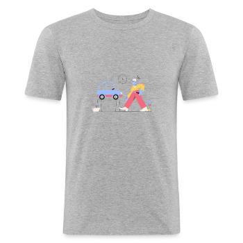 Pablo - Car service - T-shirt près du corps Homme - gris chiné - Devant - Nik (191cm)