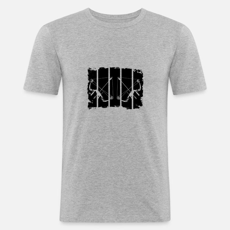 Archery Composite Bow Retro Stripes - T-shirt près du corps Homme - gris chiné