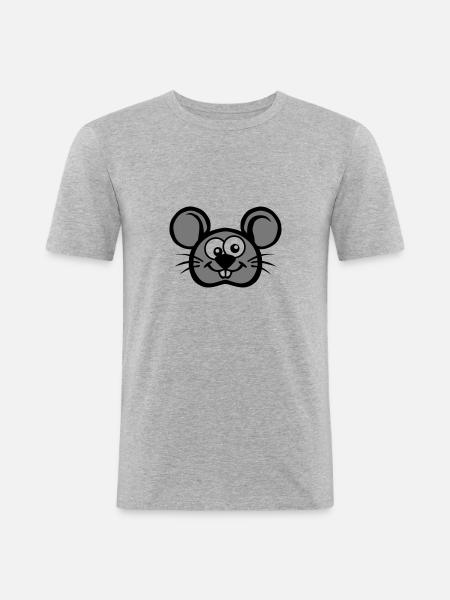 mouse drawing head 2803 - Men's Slim Fit T-Shirt - heather grey