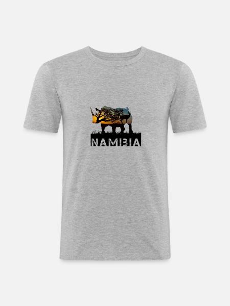 Namibia Nashorn - Männer Slim Fit T-Shirt - Grau meliert