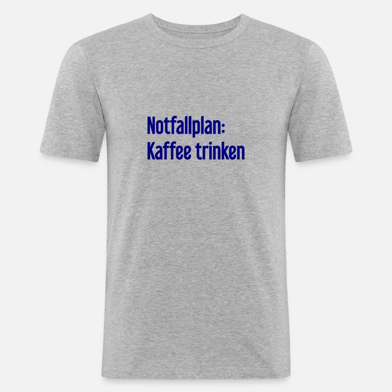 Kaffee-Notfallplan - Männer Slim Fit T-Shirt - Grau meliert
