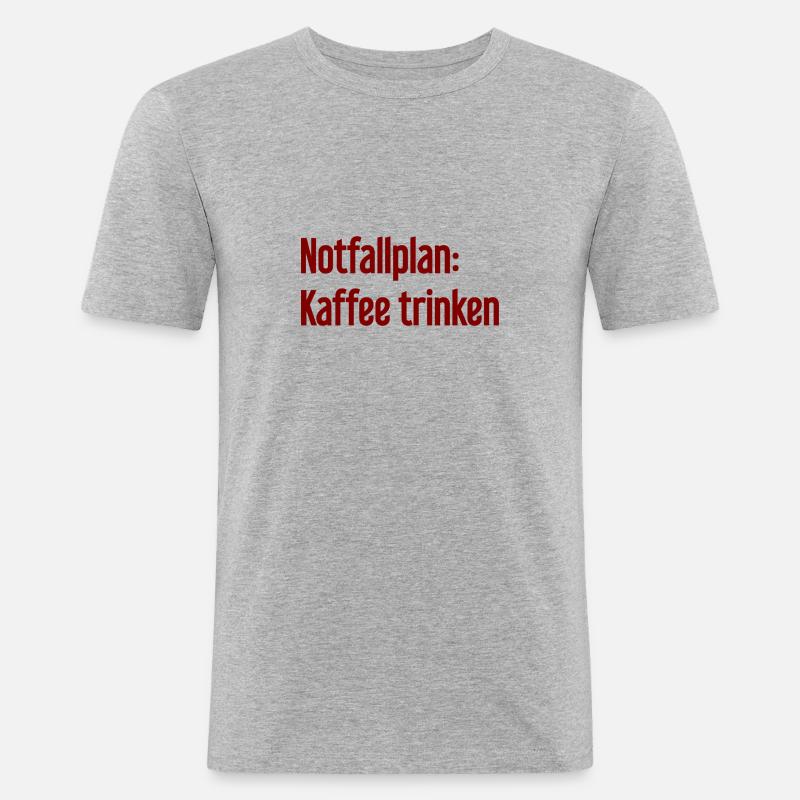 Kaffee-Notfallplan - Männer Slim Fit T-Shirt - Grau meliert