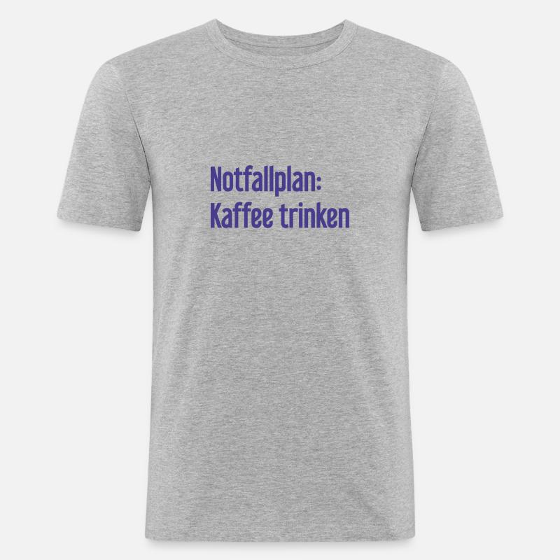 Kaffee-Notfallplan - Männer Slim Fit T-Shirt - Grau meliert