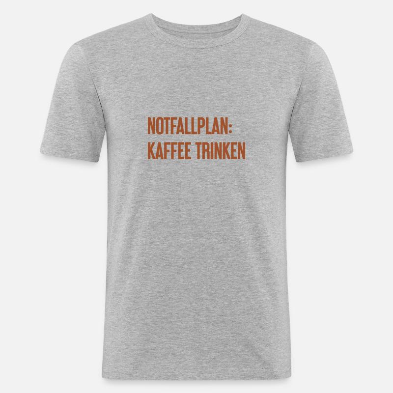 Kaffee-Notfallplan - Männer Slim Fit T-Shirt - Grau meliert