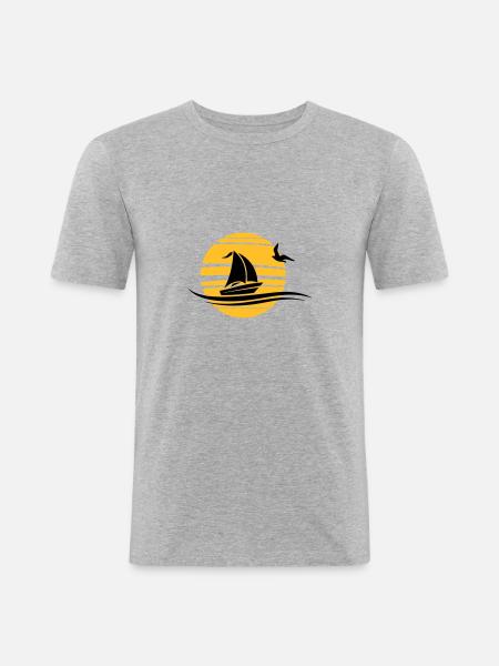 Sailing Ship Boat Sun Water - Men's Slim Fit T-Shirt - heather grey