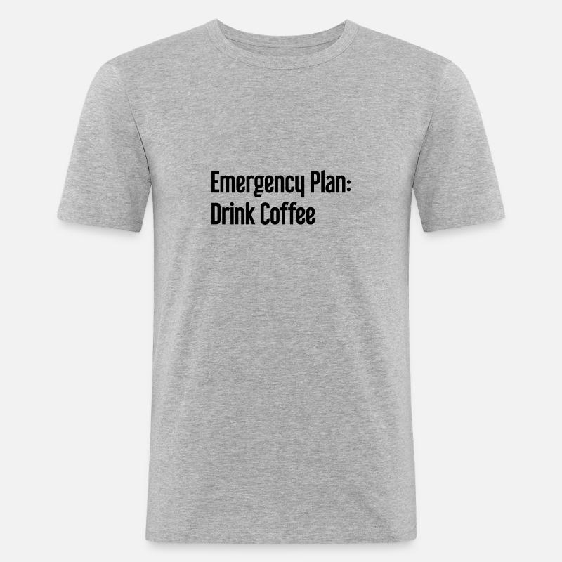 Kaffee-Notfallplan - Männer Slim Fit T-Shirt - Grau meliert