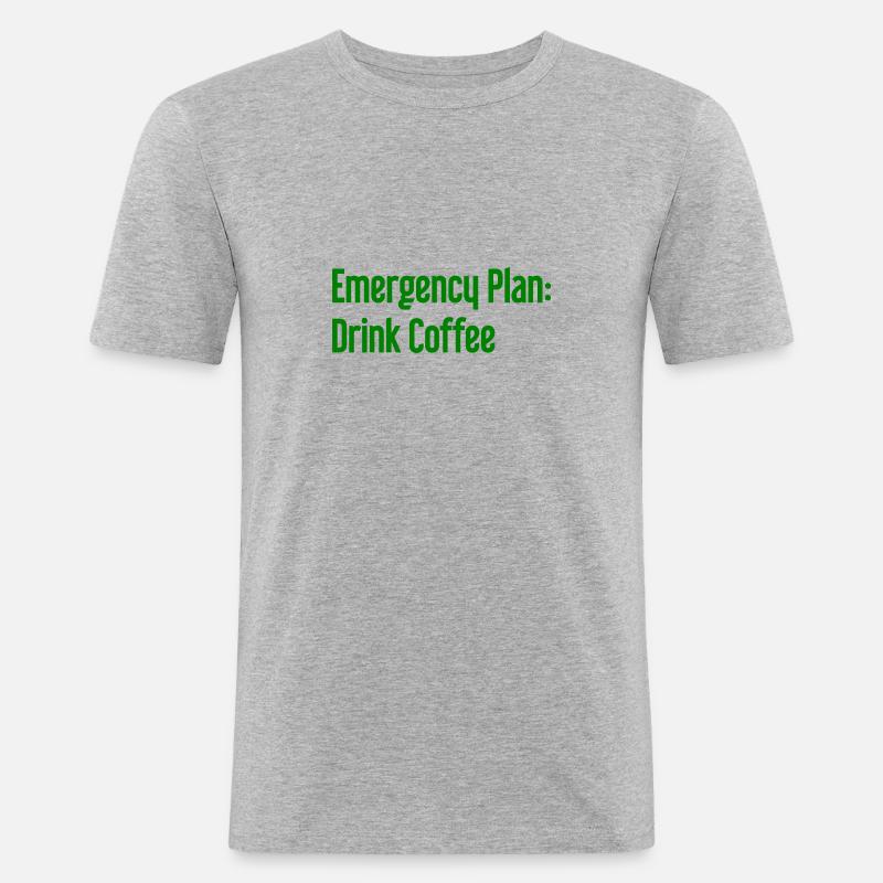 Kaffee-Notfallplan - Männer Slim Fit T-Shirt - Grau meliert