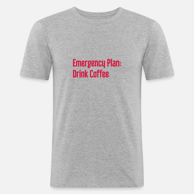 Kaffee-Notfallplan - Männer Slim Fit T-Shirt - Grau meliert
