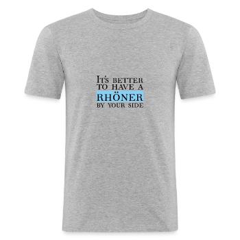 Rhön - Männer Slim Fit T-Shirt - Grau meliert - Vorne - Nik (191cm)
