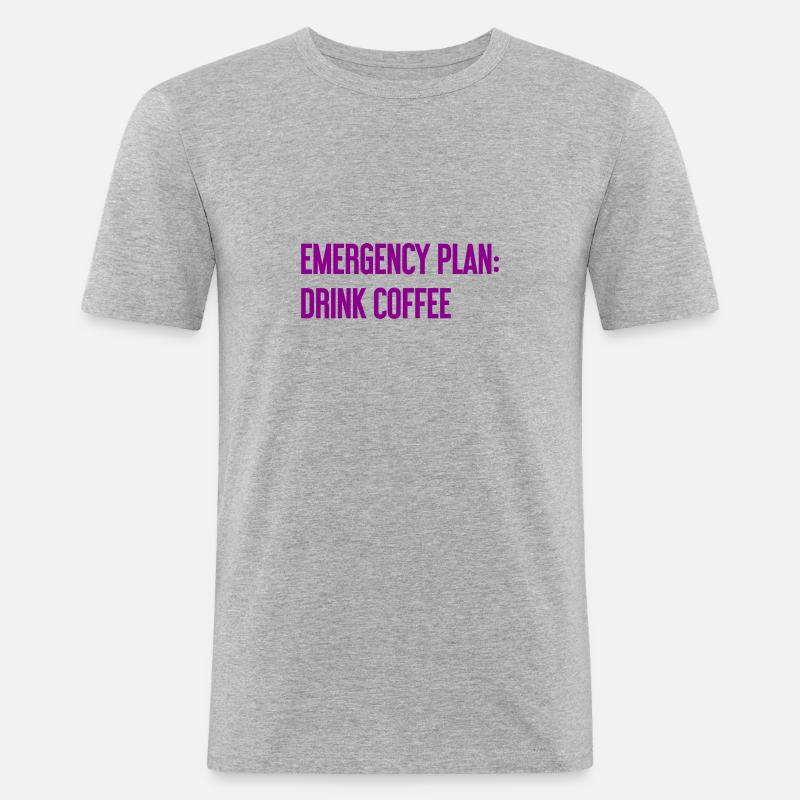 Kaffee-Notfallplan - Männer Slim Fit T-Shirt - Grau meliert