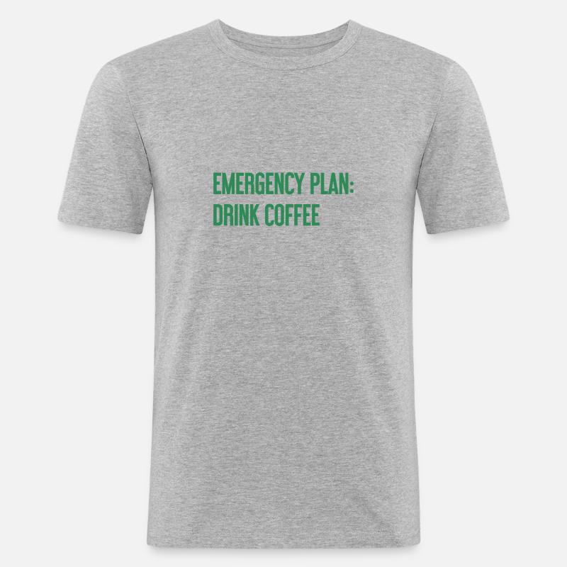 Kaffee-Notfallplan - Männer Slim Fit T-Shirt - Grau meliert