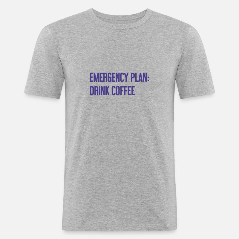 Kaffee-Notfallplan - Männer Slim Fit T-Shirt - Grau meliert