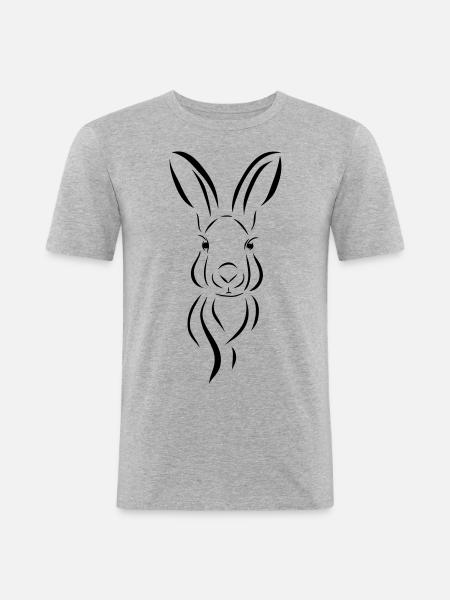 Bunny head Illustrartion Hare spoon - Men's Slim Fit T-Shirt - heather grey