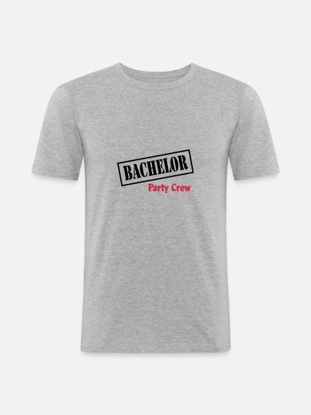 Bachelor Party Crew - Männer Slim Fit T-Shirt - Grau meliert