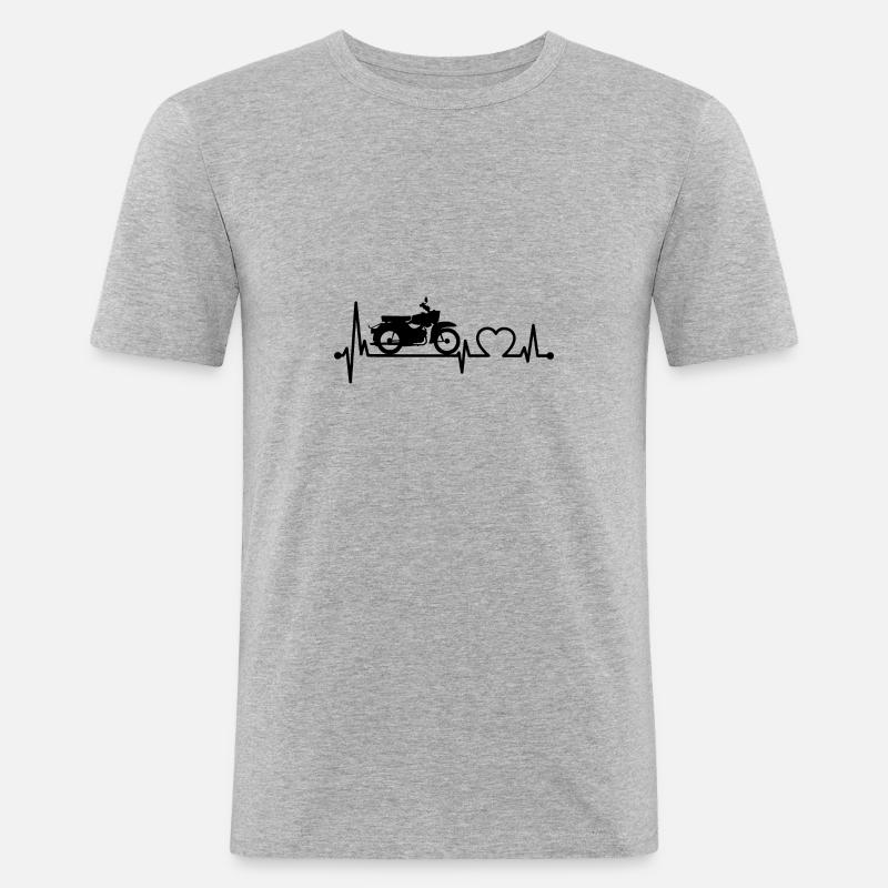 Simson Sperber Herzschlag -schwarz- - Männer Slim Fit T-Shirt - Grau meliert
