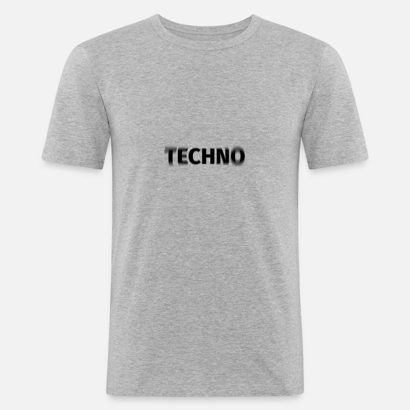 techno - Männer Slim Fit T-Shirt - Grau meliert