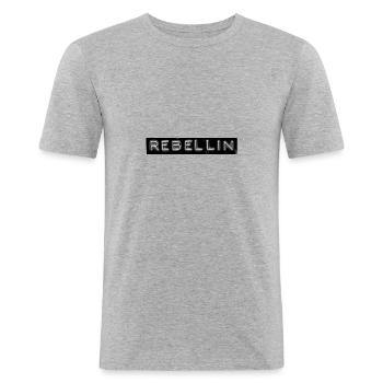 Rebel tape - Men's Slim Fit T-Shirt - heather grey - Front - Nik (191cm)