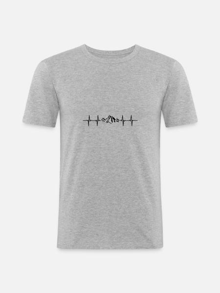 Heartbeat mountains pulse. gift - Men's Slim Fit T-Shirt - heather grey