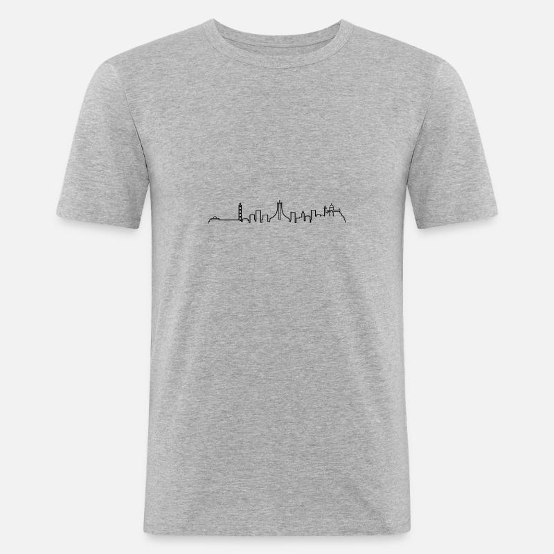 Skyline von Algier - Männer Slim Fit T-Shirt - Grau meliert