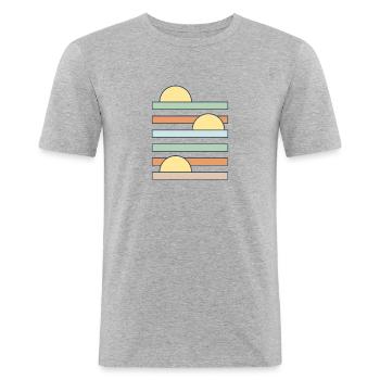 Lever du soleil - T-shirt près du corps Homme - gris chiné - Devant - Nik (191cm)