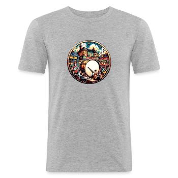 Bodhrán and Irish Pub Music Session - Men's Slim Fit T-Shirt - heather grey - Front - Nik (191cm)