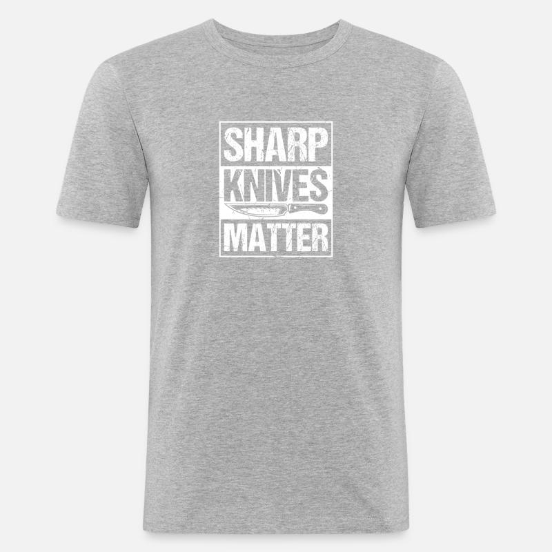 Scharfe Messer Sind Wichtig - Männer Slim Fit T-Shirt - Grau meliert